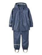 Nmmdry10 Rain Set Au Aop Fo Outerwear Rainwear Rainwear Sets Blue Name...