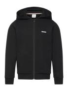 Hooded Cardigan Tops Sweatshirts & Hoodies Hoodies Black BOSS