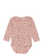 Body Ls Aop Langærmet Body Pink Minymo