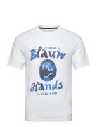 Denim Artwork T-Shirt Tops T-Kortærmet Skjorte White Scotch & Soda