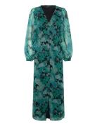 Vmsmilla Ls V-Neck Ankle Dress Wvn Maxikjole Festkjole Green Vero Moda
