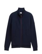 Structured Stand-Up Sweat Jacket Tops Knitwear Full Zip Jumpers Navy T...