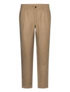 Straight-Fit Pleated Trousers Bottoms Trousers Casual Beige Mango