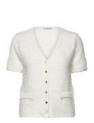 Short-Sleeved Bouclã© Cardigan Tops Knitwear Cardigans White Mango