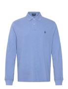 Custom Slim Fit Mesh Polo Shirt Tops Polos Long-sleeved Blue Polo Ralp...