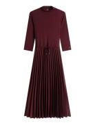 Slim 5X2 Rib Mix Midi Drs Knælang Kjole Burgundy Tommy Hilfiger
