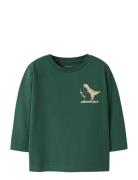 Nmmnathan Ls Nreg Top Box Tops T-shirts Long-sleeved T-Skjorte Green N...