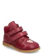 Shoes - Flat - With Velcro Boots Støvler Burgundy ANGULUS