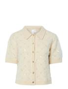 Yasmerilla Ss Knit Cardigan - Ex Tops Knitwear Cardigans Cream YAS