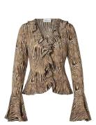 Suzie Sheer Frill Blouse Tops Blouses Long-sleeved Multi/patterned Mal...