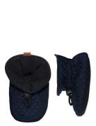 Structure Textile Slippers Shoes Baby Booties Black Melton