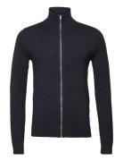 Ecovero L/S Zip Cardigan Tops Knitwear Full Zip Jumpers Blue Lindbergh