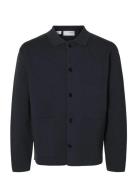 Slhmike Light Relaxed Polo Cardigan Noos Tops Knitwear Cardigans Navy ...