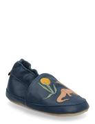 Dinosaur Leather Slippers Slippers Hjemmesko Navy Melton