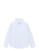 Striped Oxford Shirt Tops Shirts Long-sleeved Shirts Blue Mango