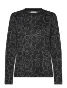Sekunti Piirto Unikko Tops T-shirts & Tops Long-sleeved Black Marimekk...