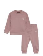 Hmlsanto Crew Suit Sport Sweatsuits Pink Hummel