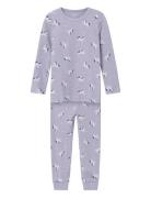 Nmfnightset Lavender Unicorn Rib Noos Pyjamassæt Purple Name It