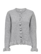Onlrima Life Ls Fril Butto Cardi Cs Knt Tops Knitwear Cardigans Grey O...