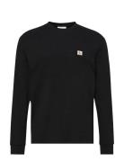 Ls Waffle Badge Crewnk Tee Tops Sweatshirts & Hoodies Sweatshirts Blac...