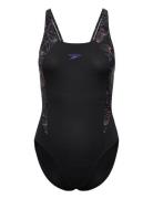 Womens Hyperboom Splice Muscleback 1 Pc Sport Swimsuits Black Speedo