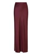 Hana Long Logo Satin Skirt Lang Nederdel Burgundy Ahlvar Gallery