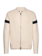Kessler Biker Zip Knit Tops Knitwear Full Zip Jumpers Cream J. Lindebe...