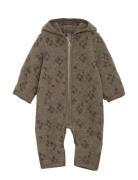 Pram Suit Ears Wool Fleece Jumpsuit Brown Huttelihut