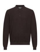 100% Merino Polo Knit Tops Knitwear Long Sleeve Knitted Polos Brown Li...