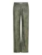 Aina Pu Leather Trousers Bottoms Trousers Straight Leg Green Ahlvar Ga...