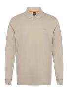 Pe_Interlock_Long Tops Polos Long-sleeved Beige BOSS