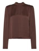 Satin Drapy Back Top Designers Blouses Long-sleeved Brown ROTATE Birge...