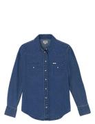 Western Shirt Tops Shirts Long-sleeved Blue Wrangler