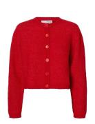 Slfsia Ras Ls Knit Cropped Cardigan Tops Knitwear Cardigans Red Select...