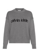 Cotton Graphic Pullover Tops Knitwear Jumpers Grey Calvin Klein Jeans