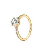 Crown 14K Gold-Plated Ring With Clear Cubic Zirconia Ring Smykker Gold...
