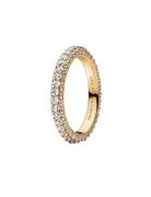 14K Gold-Plated Ring With Clear Cubic Zirconia Ring Smykker Gold Pando...