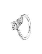 Double Heart Sterling Silver Ring With Clear Cubic Zirconia Ring Smykk...