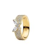 Butterfly 14K Gold-Plated Ring With Clear Cubic Zirconia Ring Smykker ...