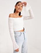 Nelly - Hvid - Off Shoulder Mesh Top