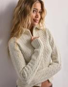 Nelly - Hvid - Tight Zip Cable Knit Cardigan