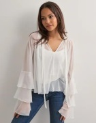 Nelly - Hvid - Frill Mesh Blouse