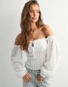 Nelly - Hvid - Lace Off Shoulder Top