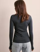 Pieces - Blå - Pckitte Zip Ls T-Neck Top Noos Bc