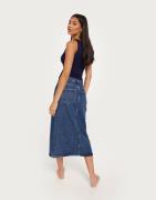 Only - Blå - Onlbianca Midi Skirt Dnm Rea Noos