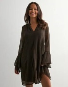 Pieces - Brun - Pcjasmin Ls Short Dress Wvn D2D Pp