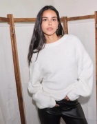 Nelly - Hvid - Fuzzy Knit Sweater