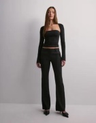 Nelly - Sort - Low Waist Linen Flare Pants