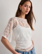 Nelly - Hvid - Wide Sleeve Lace Top