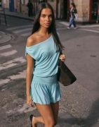Nelly - Blå - Soft Shoulder Mini Dress